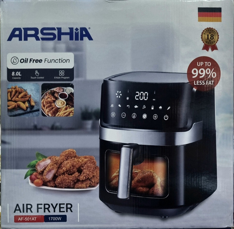 سرخ کن بدون روغن عرشیا مدل AF-501AT ظرفیت 8 لیتر