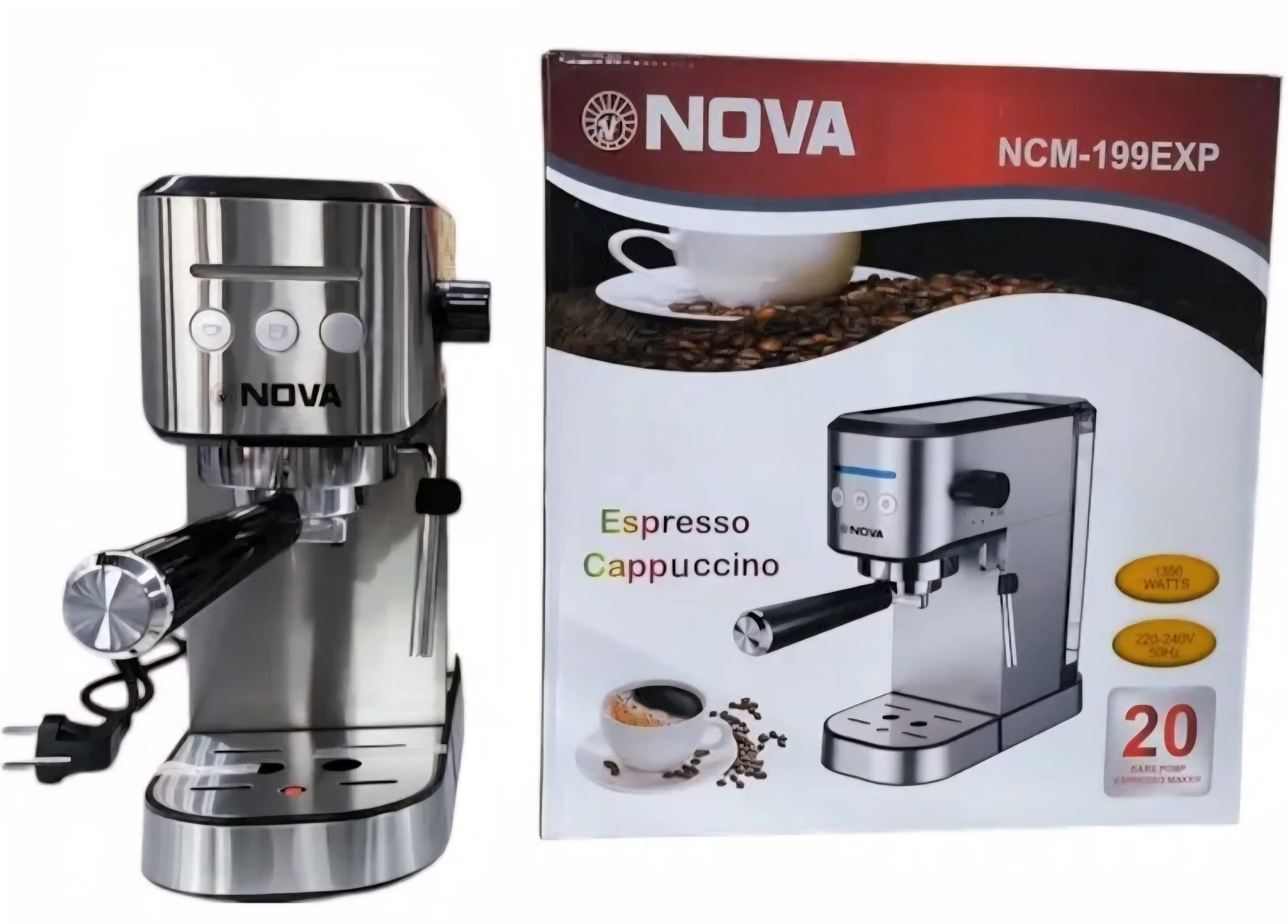 اسپرسو ساز نوا مدل NCM-199 بدنه استیل ۲۰ بار