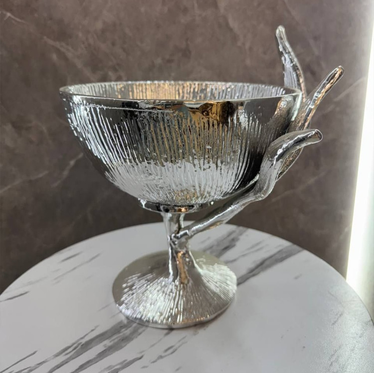 آجیل خوری آلومینیومی طرح برگ سانسوریا