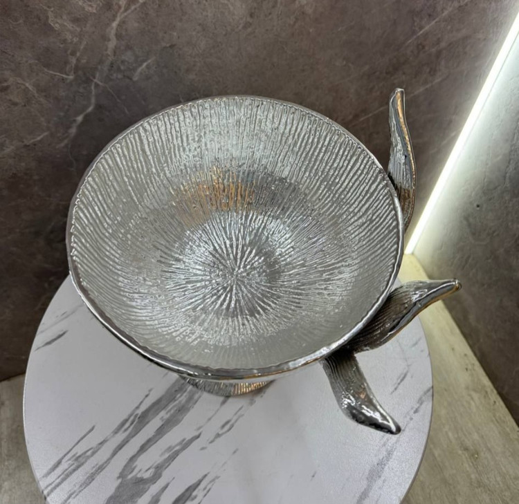 آجیل خوری آلومینیومی طرح برگ سانسوریا