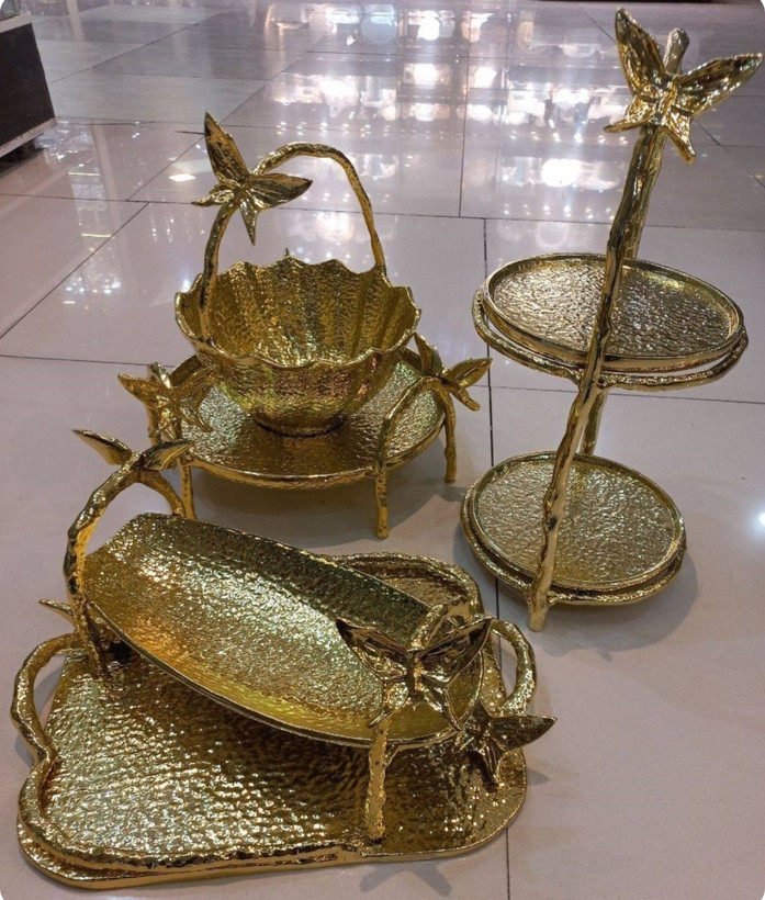 سرویس پذیرایی ایوان ۵ تیکه طرح پروانه آلومینیومی